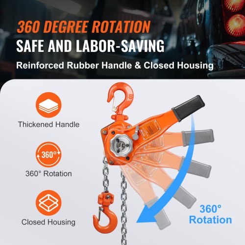 HandOperated Chain Lift 1650 lbs Load 5ft Length G80 ZincCoated Steel