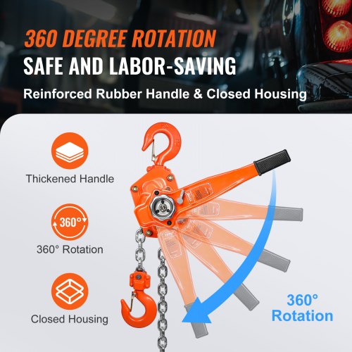 Manual Lever Chain Hoist 3 Ton 6600 lbs Capacity 10 FT Come Along G80