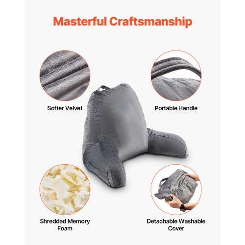 Reading Pillow Large Size Bed Pillow with Shredded Memory Foam Back Pillow