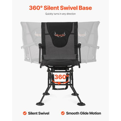 Hunting Chair 360° Silent Swivel Foldable Portable Blind Chair HeavyDuty