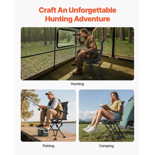 Hunting Chair 360° Silent Swivel Foldable Portable Blind Chair HeavyDuty