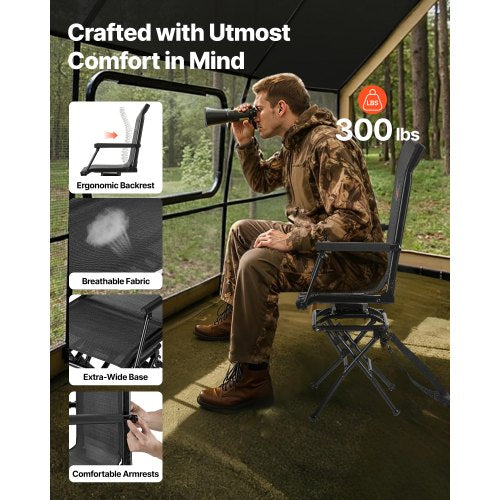 Hunting Chair 360° Silent Swivel Foldable Lightweight Portable Blind