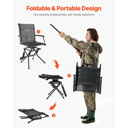 Hunting Chair 360° Silent Swivel Foldable Lightweight Portable Blind