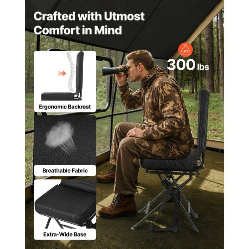 Hunting Chair 360° Silent Swivel Foldable Lightweight Portable Blind