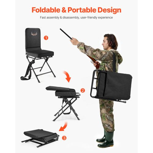 Hunting Chair 360° Silent Swivel Foldable Lightweight Portable Blind