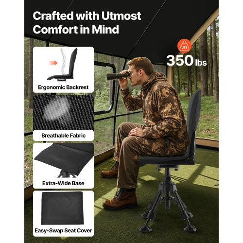 Hunting Chair 360° Silent Swivel Foldable Portable Blind Chair HeavyDuty