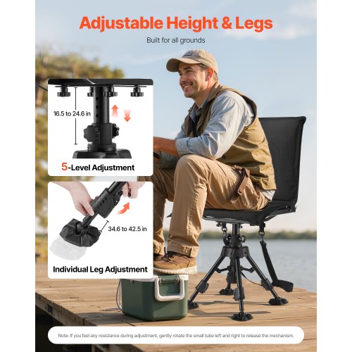 Hunting Chair 360° Silent Swivel Foldable Portable Blind Chair HeavyDuty