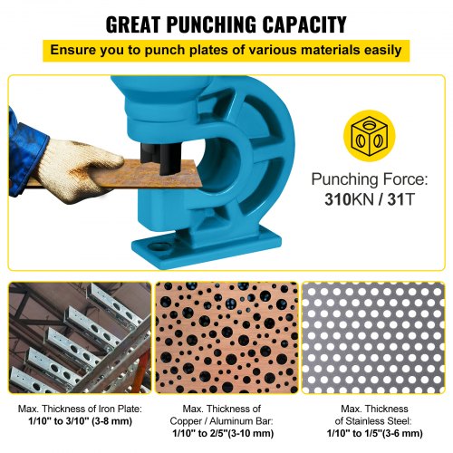 CH60 Hydraulic Hole Punching Tool 31T Hole Digger Force Puncher Smooth Hole