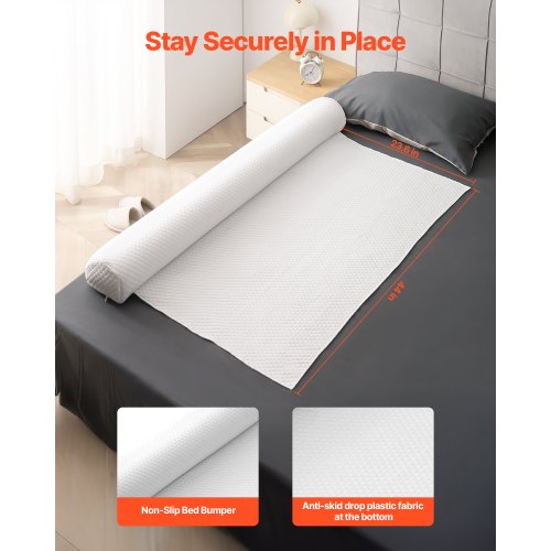 Bed Bumper for Toddlers 52inch Inflatable Bed Guard Rail with Safety Flap