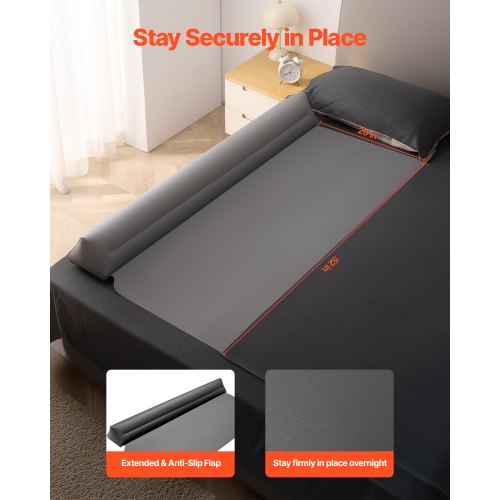 Bed Bumper for Toddlers 52inch Inflatable Bed Guard Rail with Safety Flap