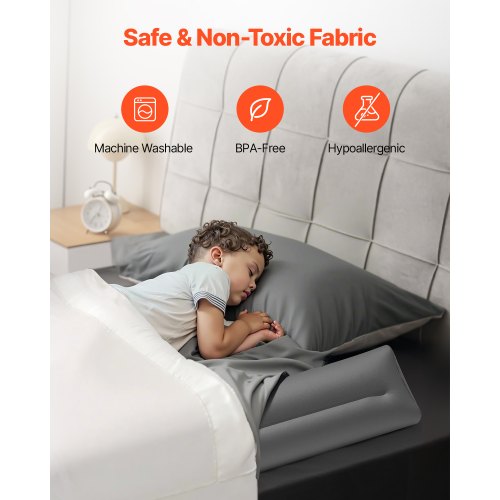 Bed Bumper for Toddlers 52inch Inflatable Bed Guard Rail with Safety Flap