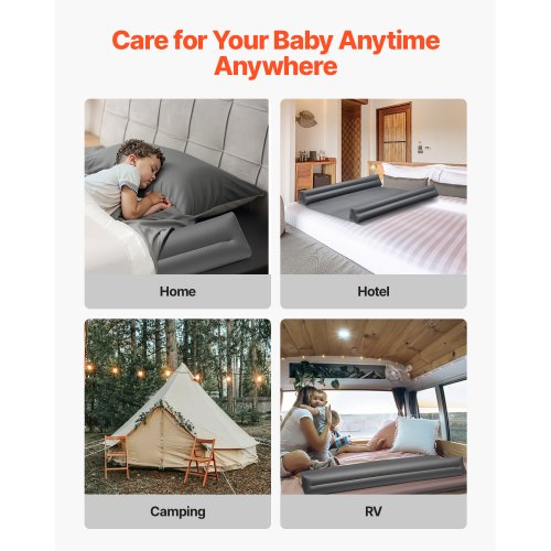Bed Bumper for Toddlers 52inch Inflatable Bed Guard Rail with Safety Flap