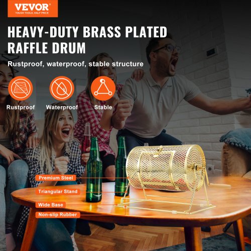 Raffle DrumHolds 2500 Tickets or 100 Ping Pong Balls Metal Lottery