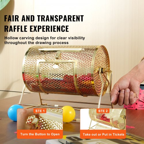 Raffle DrumHolds 2500 Tickets or 100 Ping Pong Balls Metal Lottery