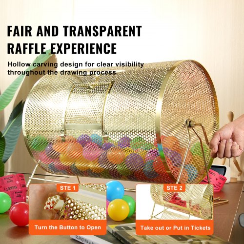 Raffle DrumHolds 10000 Tickets or 300 Ping Pong Balls Metal Lottery