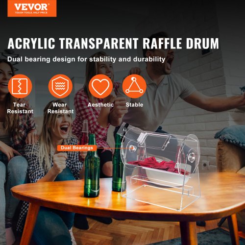 Acrylic Raffle Drum Professional Raffle Ticket Spinning Cage with 2 Keys