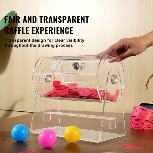 Acrylic Raffle Drum Professional Raffle Ticket Spinning Cage with 2 Keys