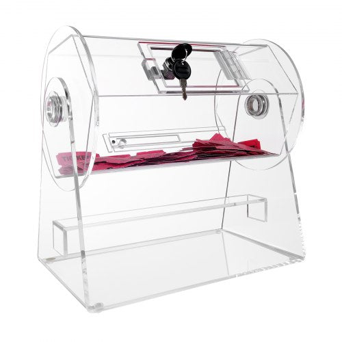 Acrylic Raffle Drum Professional Raffle Ticket Spinning Cage with 2 Keys