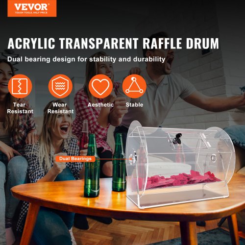 Acrylic Raffle DrumProfessional Raffle Ticket Spinning Cage with 2 Keys