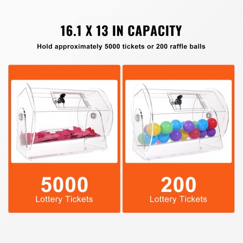 Acrylic Raffle DrumProfessional Raffle Ticket Spinning Cage with 2 Keys