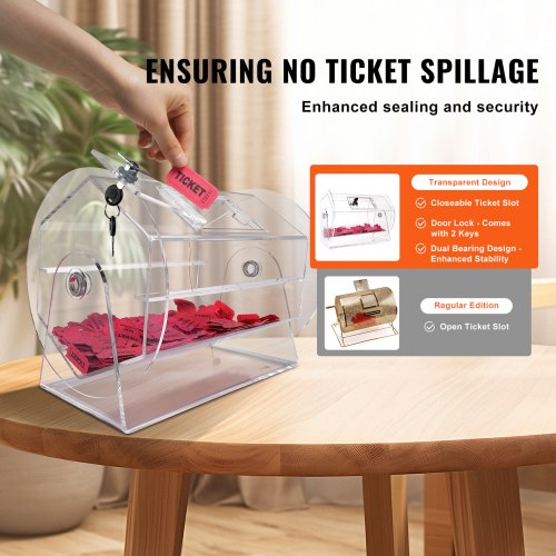 Acrylic Raffle DrumProfessional Raffle Ticket Spinning Cage with 2 Keys