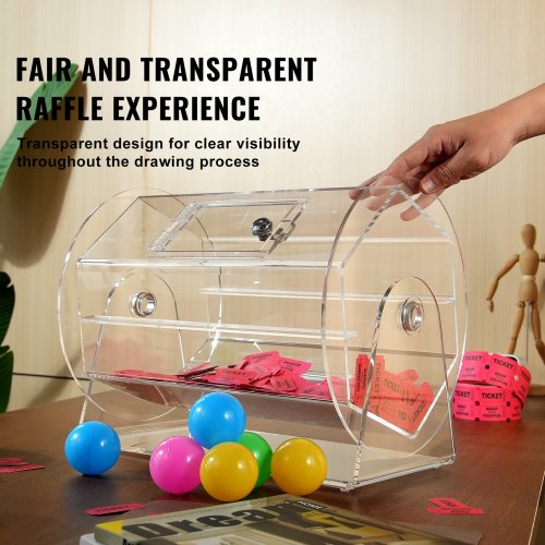 Acrylic Raffle DrumProfessional Raffle Ticket Spinning Cage with 2 Keys