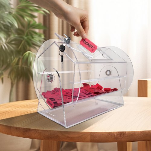 Acrylic Raffle DrumProfessional Raffle Ticket Spinning Cage with 2 Keys