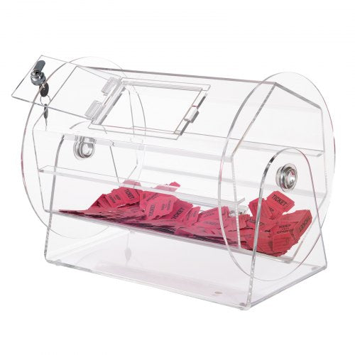 Acrylic Raffle DrumProfessional Raffle Ticket Spinning Cage with 2 Keys