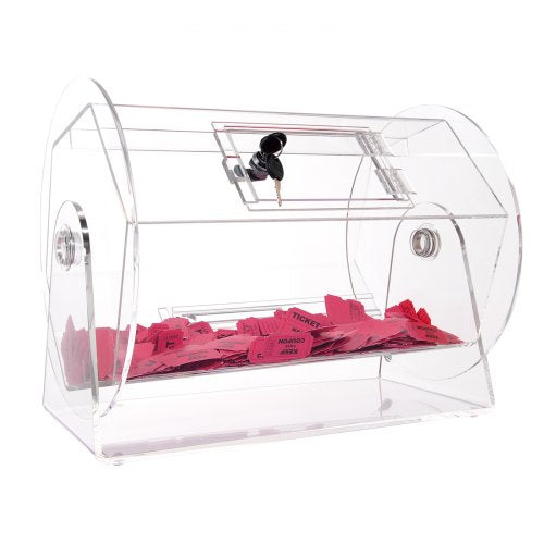 Acrylic Raffle DrumProfessional Raffle Ticket Spinning Cage with 2 Keys