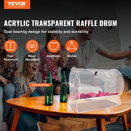 Acrylic Raffle DrumProfessional Raffle Ticket Spinning Cage with 2 Keys