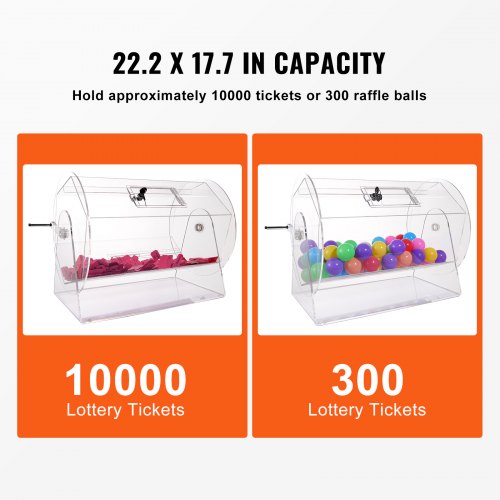 Acrylic Raffle DrumProfessional Raffle Ticket Spinning Cage with 2 Keys