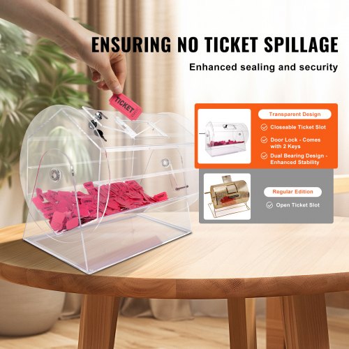 Acrylic Raffle DrumProfessional Raffle Ticket Spinning Cage with 2 Keys