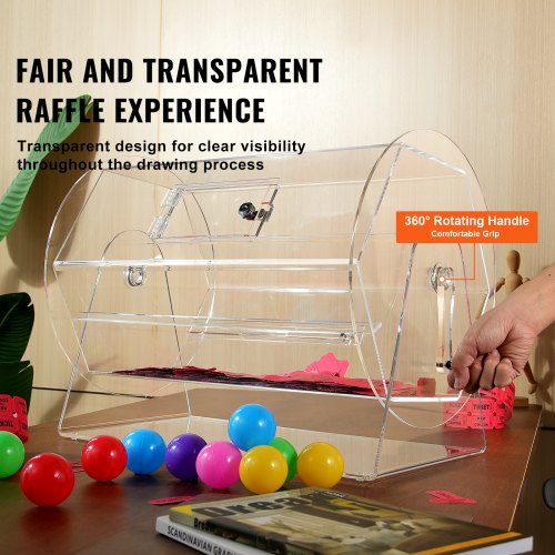 Acrylic Raffle DrumProfessional Raffle Ticket Spinning Cage with 2 Keys