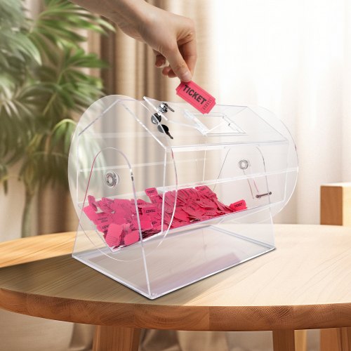 Acrylic Raffle DrumProfessional Raffle Ticket Spinning Cage with 2 Keys