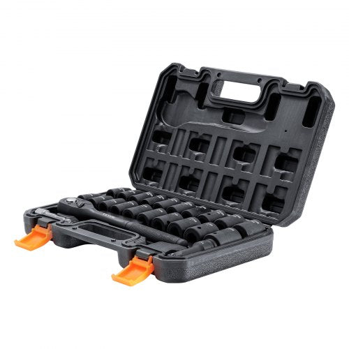 KFFKFF Impact Socket Set with 12 Drive Comprising 23 Pieces in SAE 716