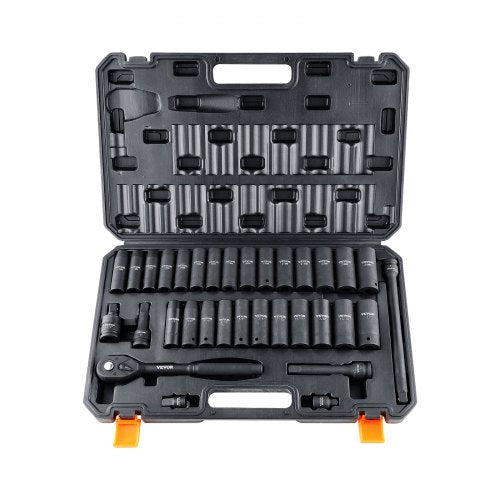 1/2" Drive Impact Socket Set 33 Piece Socket Set SAE 3/8"-1" and Metric