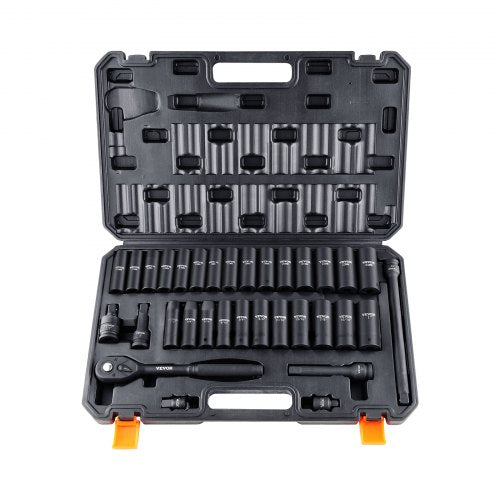 1/2" Drive Impact Socket Set 33 Piece Socket Set SAE 3/8"-1" and Metric
