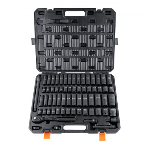 1/2" Drive Impact Socket Set 65 Piece Socket Set SAE 3/8" - 1 and Metric 10-24mm