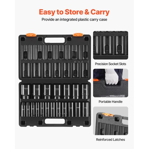 Impact Socket Set 12 19 Piece Impact Sockets Deep Socket 6Point