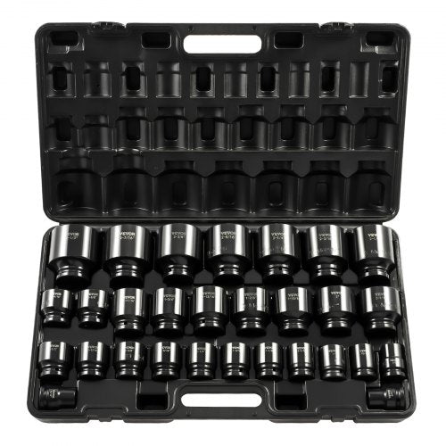 Impact Socket Set 34 Inches 29 Piece Impact Sockets 6Point Sockets