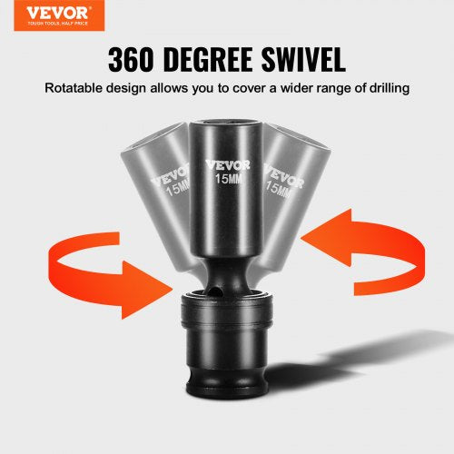 360 Degree Swivel Impact Socket Set 38 Socket Set 14PCS Deep Universal