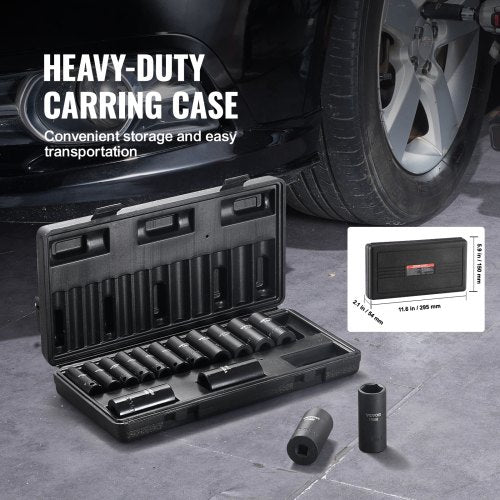 38 Drive Impact Socket Set 15 Piece Deep Socket Set Metric 822mm 6