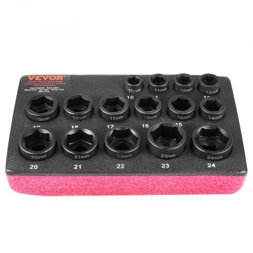 Impact Sockets Set 15pcs 6Point 38 Drive Bit Ratchet Tool Kit Case