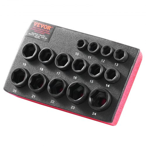 Impact Sockets Set 15pcs 6Point 38 Drive Bit Ratchet Tool Kit Case