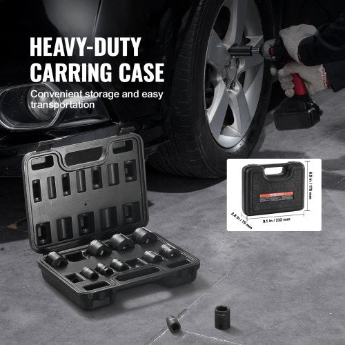 38 Drive Impact Socket Set 12 Piece Shallow Socket Set SAE 5161 6