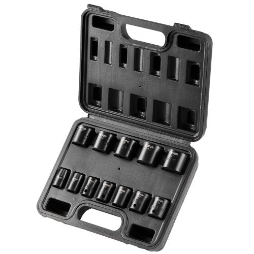 38 Drive Impact Socket Set 12 Piece Shallow Socket Set SAE 5161 6