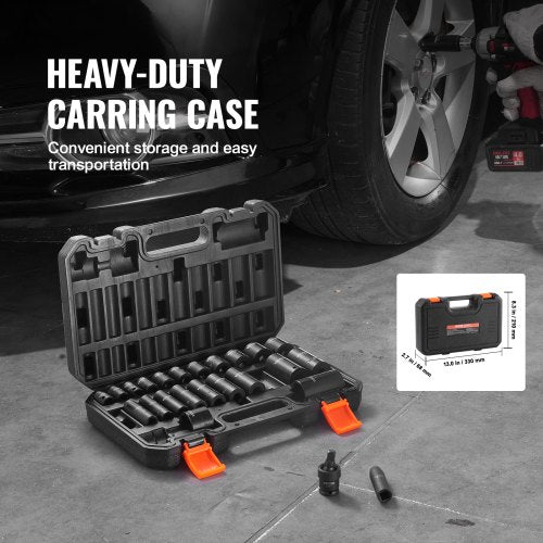 38 Drive Impact Socket Set 25 Piece Deep Shallow Socket Set SAE 516 –