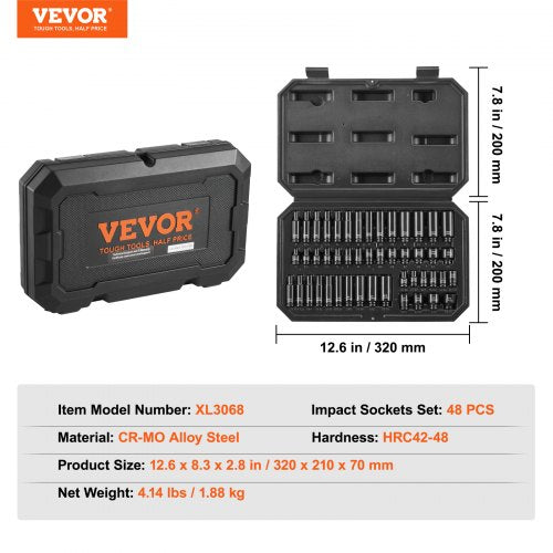 Drive Impact Socket Set 14 – 14 Piece Deep Socket Set Metric 415mm – 6