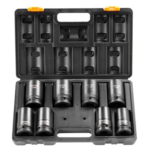 1" Drive Impact Socket Set 8 Piece Deep Socket Set Metric 27-41mm 6 Point