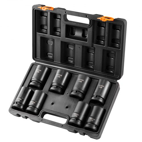 1" Drive Impact Socket Set 8 Piece Deep Socket Set Metric 27-41mm 6 Point